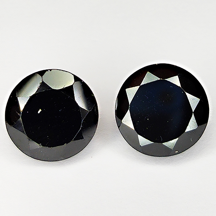 42.56ct Pair Black Spinel round cut 10.9x10.9mm