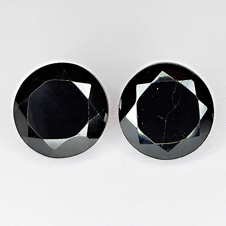 39.58ct Pair Black Spinel round cut 10.9x10.9mm