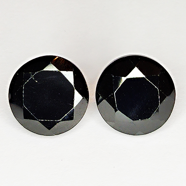 40.86ct Coppia Spinello Nero taglio rotondo 10.8x10.8mm