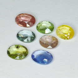 3.88ct Zafiro Multicolor talla oval 6.5x4.7mm 7pz