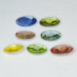 3.88ct Sapphire Multicolor oval cut 6.5x4.7mm 7pc