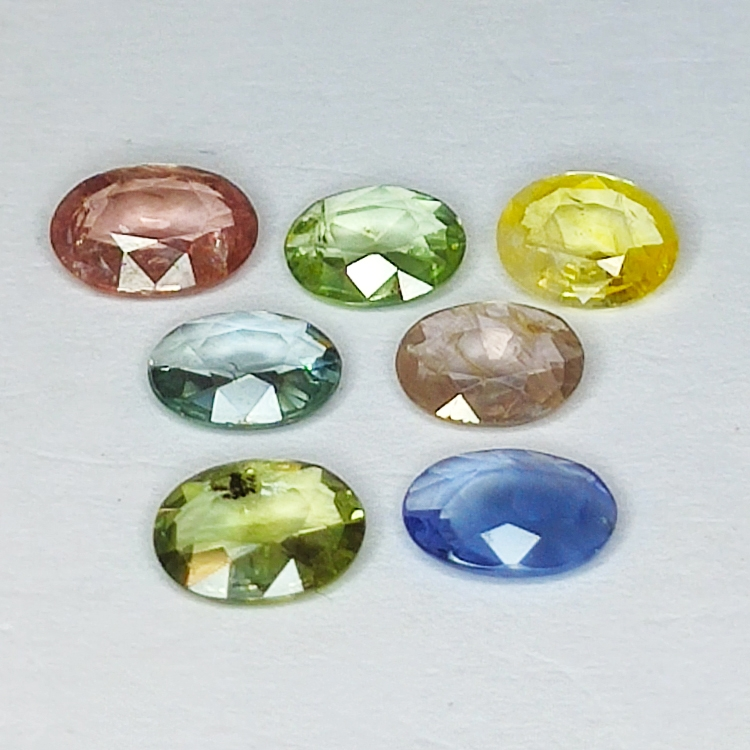 3.88ct Sapphire Multicolor oval cut 6.5x4.7mm 7pc