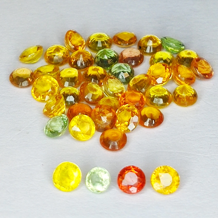 7.05ct Songea Zaffiro multicolore taglio rotondo 3.2x3.1mm 41pz