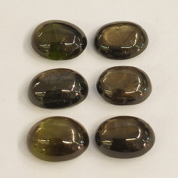 9.73ct Black Star Sapphire cabochon oval 7.6x6.2mm 6pc