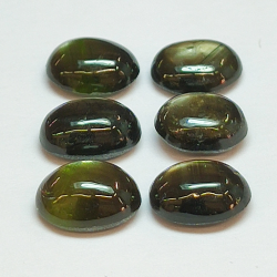 9.73ct Black Star Sapphire cabochon oval 7.6x6.2mm 6pc