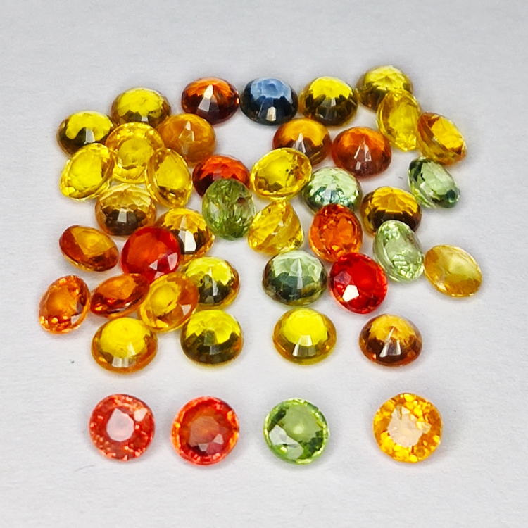 7.42ct Songea Zaffiro multicolore taglio rotondo 3.1x3.1mm 42pz