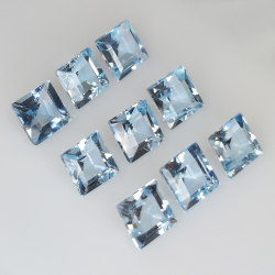 12.55ct Topacio Azul talla princesa 6.2x6.2mm 9pz