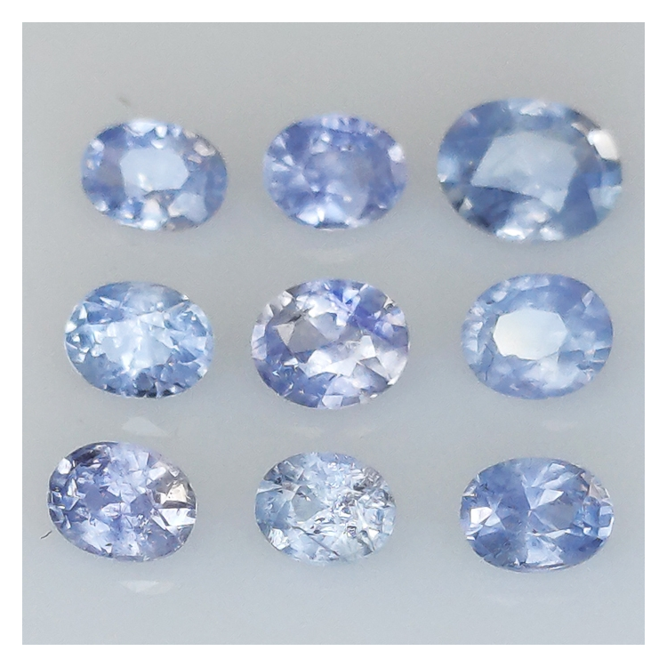 2.53ct Bleu Saphir ovale coupe 5.1x4.0mm 9pcs