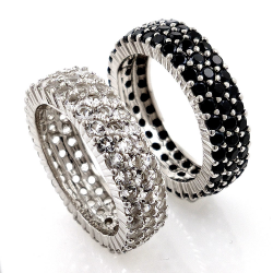 copy of White topaz or black spinel ring and 925 silver