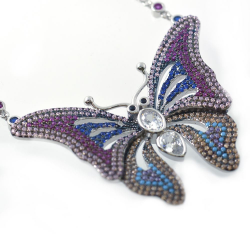 CZ & 925 Sterling Silver Butterfly Pendant