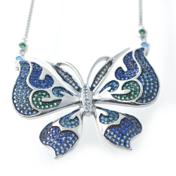 CZ & 925 Sterling Silver Butterfly Pendant