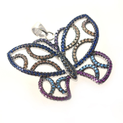 CZ. & 925 Sterling Silver Butterfly Pendant