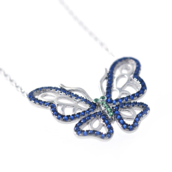 CZ. & 925 Sterling Silver Butterfly Pendant