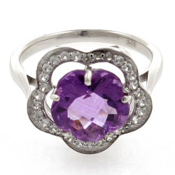 Amethyst und weißer Topasring in Silber 925