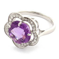 Amethyst und weißer Topasring in Silber 925