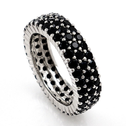 White topaz or black spinel ring and 925 silver