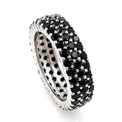 White topaz or black spinel ring and 925 silver