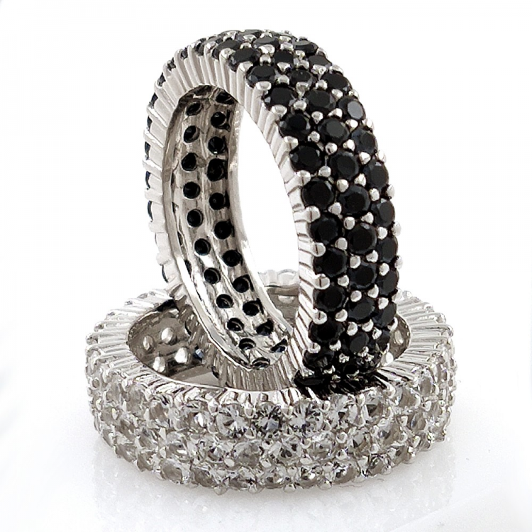 White topaz or black spinel ring and 925 silver