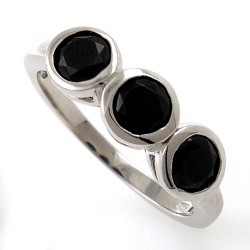 White topaz or black spinel ring and 925 silver