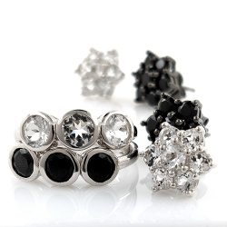 White topaz or black spinel ring and 925 silver