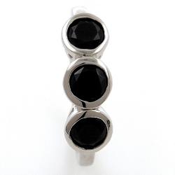 White topaz or black spinel ring and 925 silver