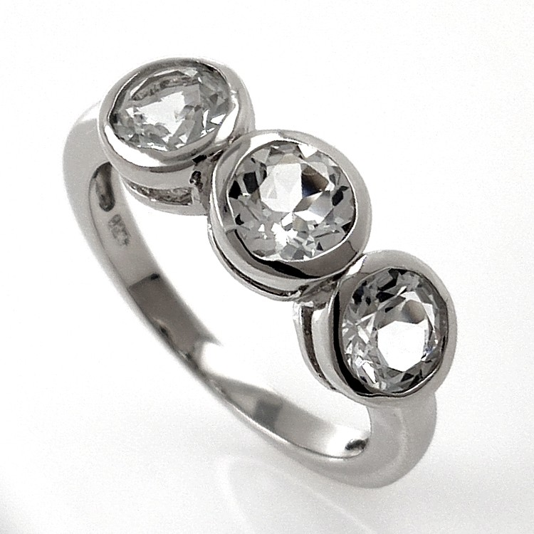 White topaz or black spinel ring and 925 silver