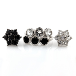 White topaz or black spinel ring and 925 silver