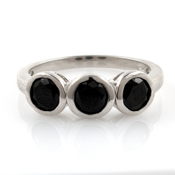 Bague topaze blanche ou spinelle noire et argent 925