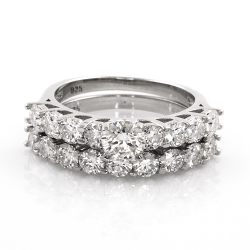 Set of Moissanite and 925 Silver Wedding Rings