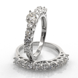 Set of Moissanite and 925 Silver Wedding Rings