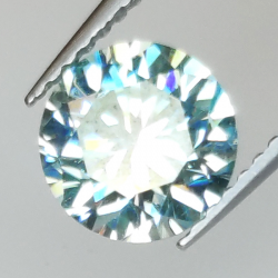 Moissanite verte de 1,52 ct, taille ronde 7,58x7,56 mm