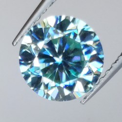 1.52ct Moissanita Verde talla redonda 7.58x7.56mm