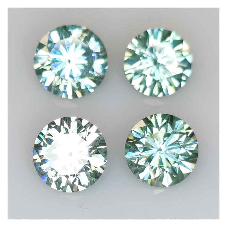 Moissanite verte de 7,14 ct, taille ronde 8 mm