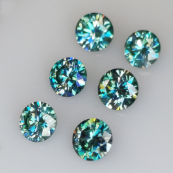 Moissanite verte de 1,92 ct, taille ronde 5-5,5 mm