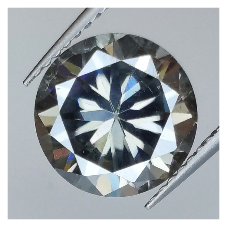 3.63ct Moissanita Gris talla redonda 10.00x6.18mm