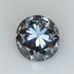 Moissanite grise de 2,24 ct, taille ronde 8,19x7,75 mm