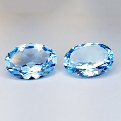 12.62ct Topacio azul talla oval 14x10mm 2pz