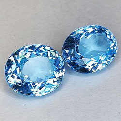 15.13ct topazio blu svizzero taglio ovale 12mm 2pz