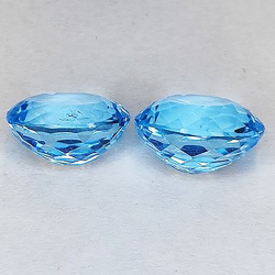 15.13ct Swiss Blue Topaz oval cut 12mm 2pcs