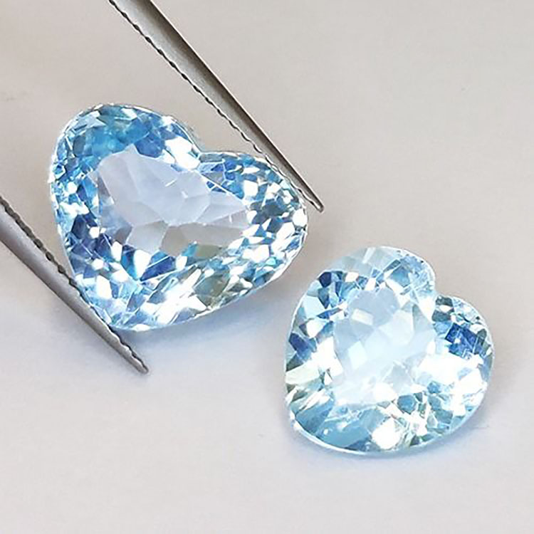 13.02ct Coeur Topaze Bleu 10-13mm 2pcs