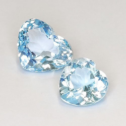 13.02ct Coeur Topaze Bleu 10-13mm 2pcs