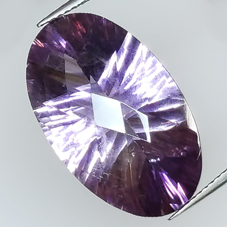 17.73ct Amethyst concave oval cut with checkerboard 17x13mm