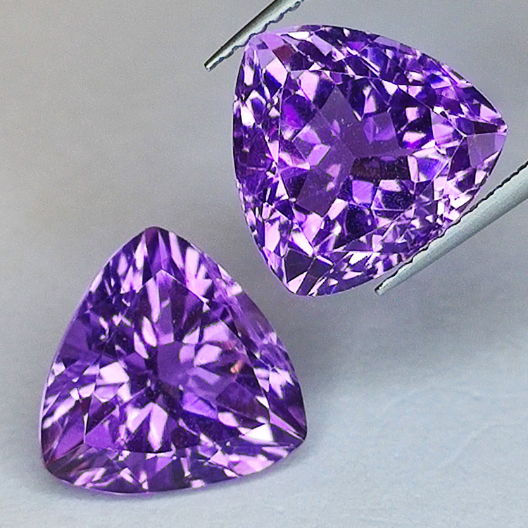 10.93ct Trilliant cut amethysts 12.00x12.00mm