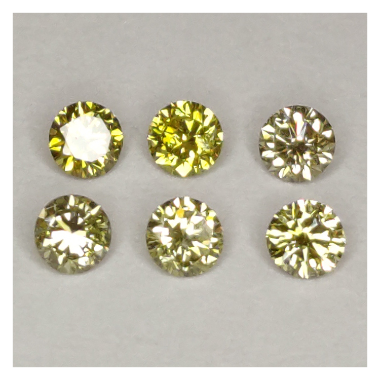 Diamant fantaisie vert-jaune taille ronde 1.7-2.3mm