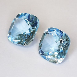 10,05 ct Blautopas im Kissenschliff, Paar 10 mm