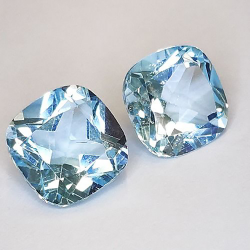 10,05 ct Blautopas im Kissenschliff, Paar 10 mm