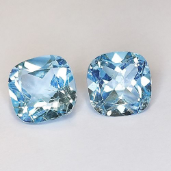 10,05 ct Blautopas im Kissenschliff, Paar 10 mm