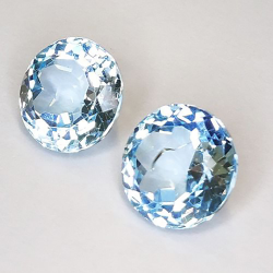 10.59ct Paire de Topazes Bleues Rondes 10mm