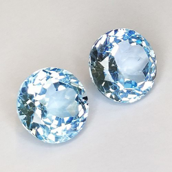 10,59 ct. Paar Blautopas im Rundschliff, 10 mm