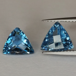 London topaz blue trilliant checkerboard cut 8mm 1pc